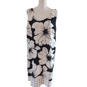 Talbots Black White Floral Sleeveless Dress SIZE TAG MISSING